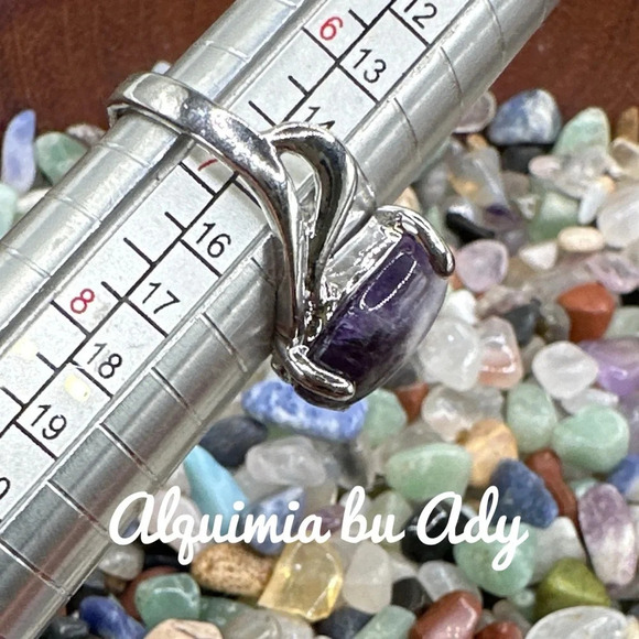 Amethyst silver Victorian gem ring - Picture 3 of 9